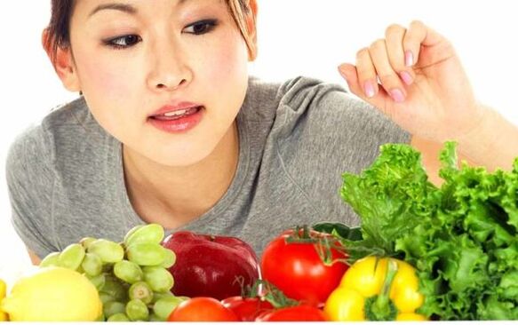 Japanese girl chooses products for diet