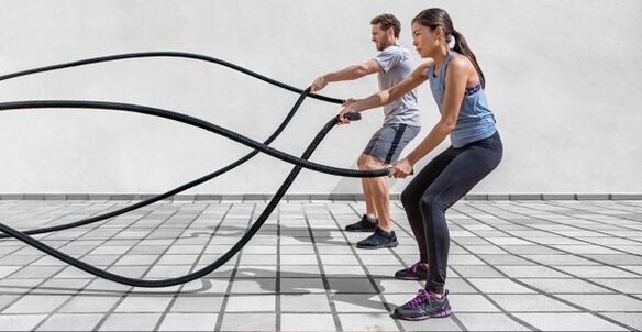 Men and women exercise